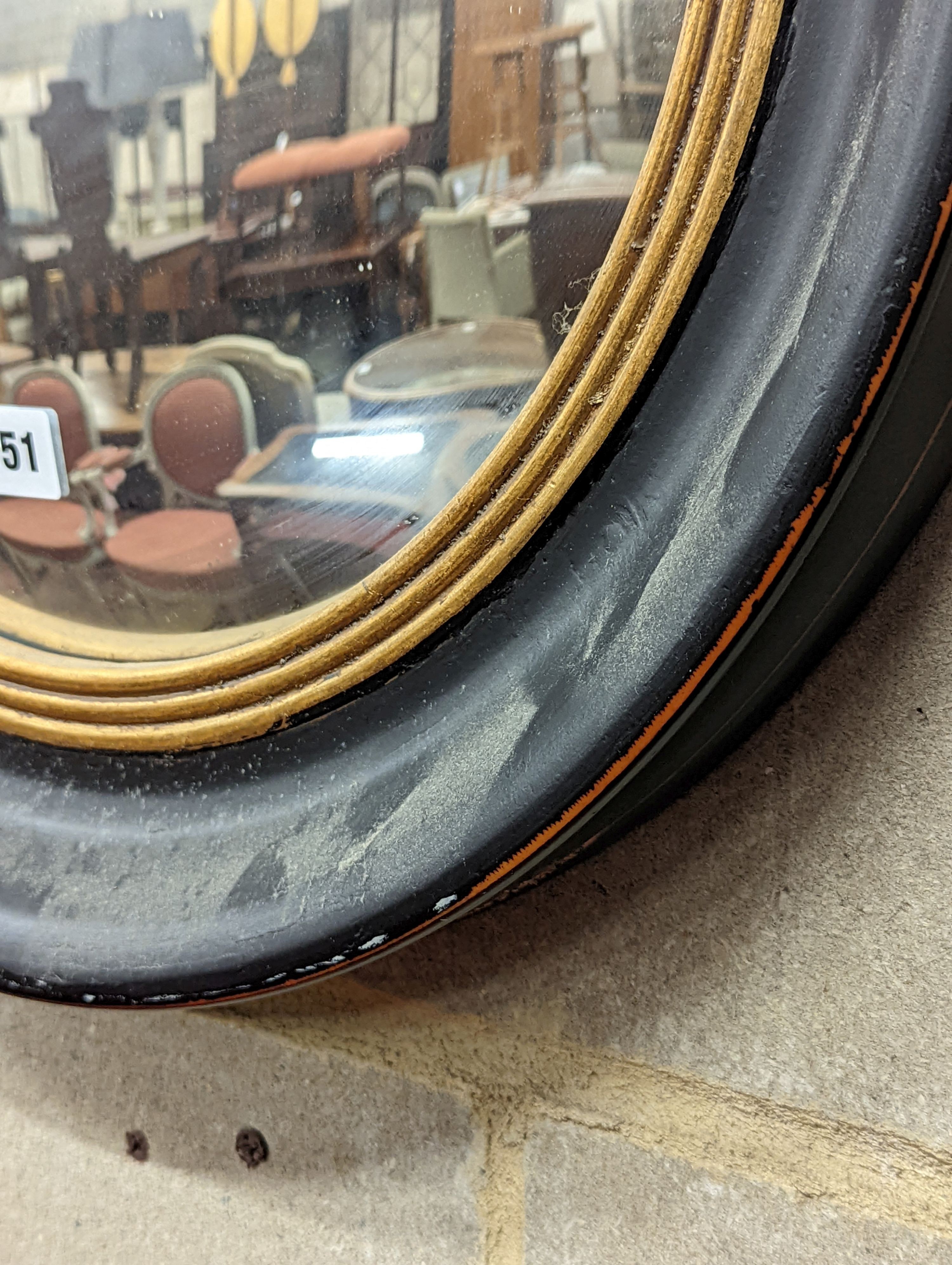 A Regency style circular convex wall mirror, diameter 53cm